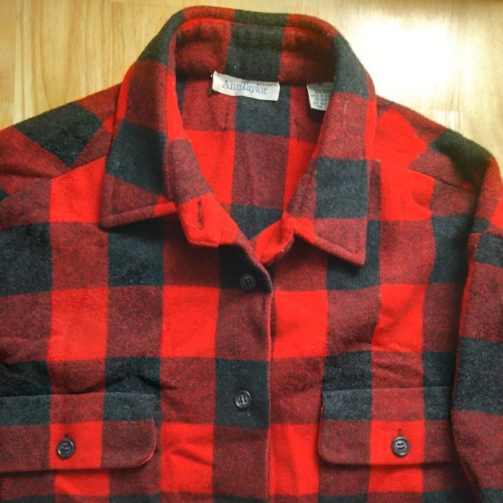 Vintage Ann Taylor Wool Flannel Button Down Shirt Thick